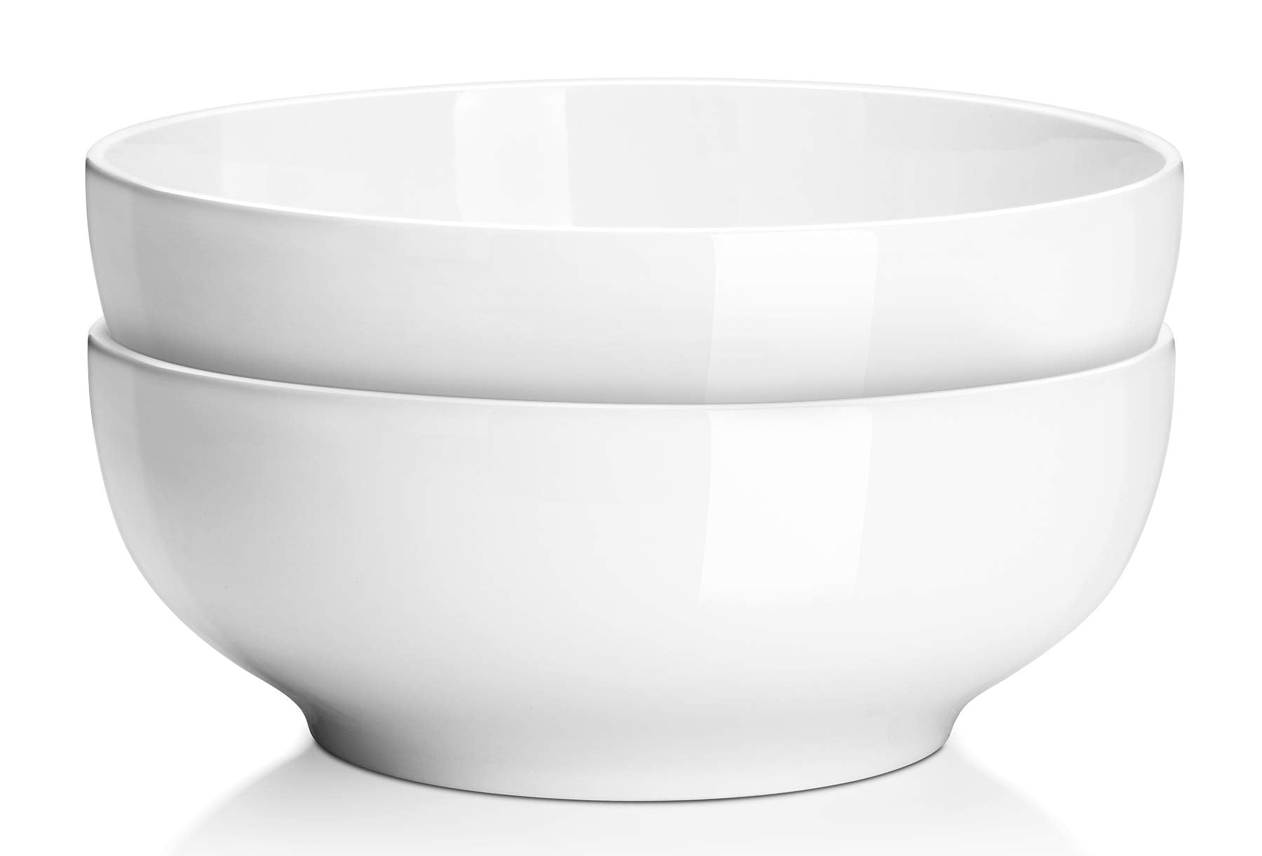 Dowan Serving Bowls, Large Salad Bowls, 9.5'' White Ceramic Fruit Bowls For Entertaining, Side Dishes, Pho, Pasta, Dinner Partie