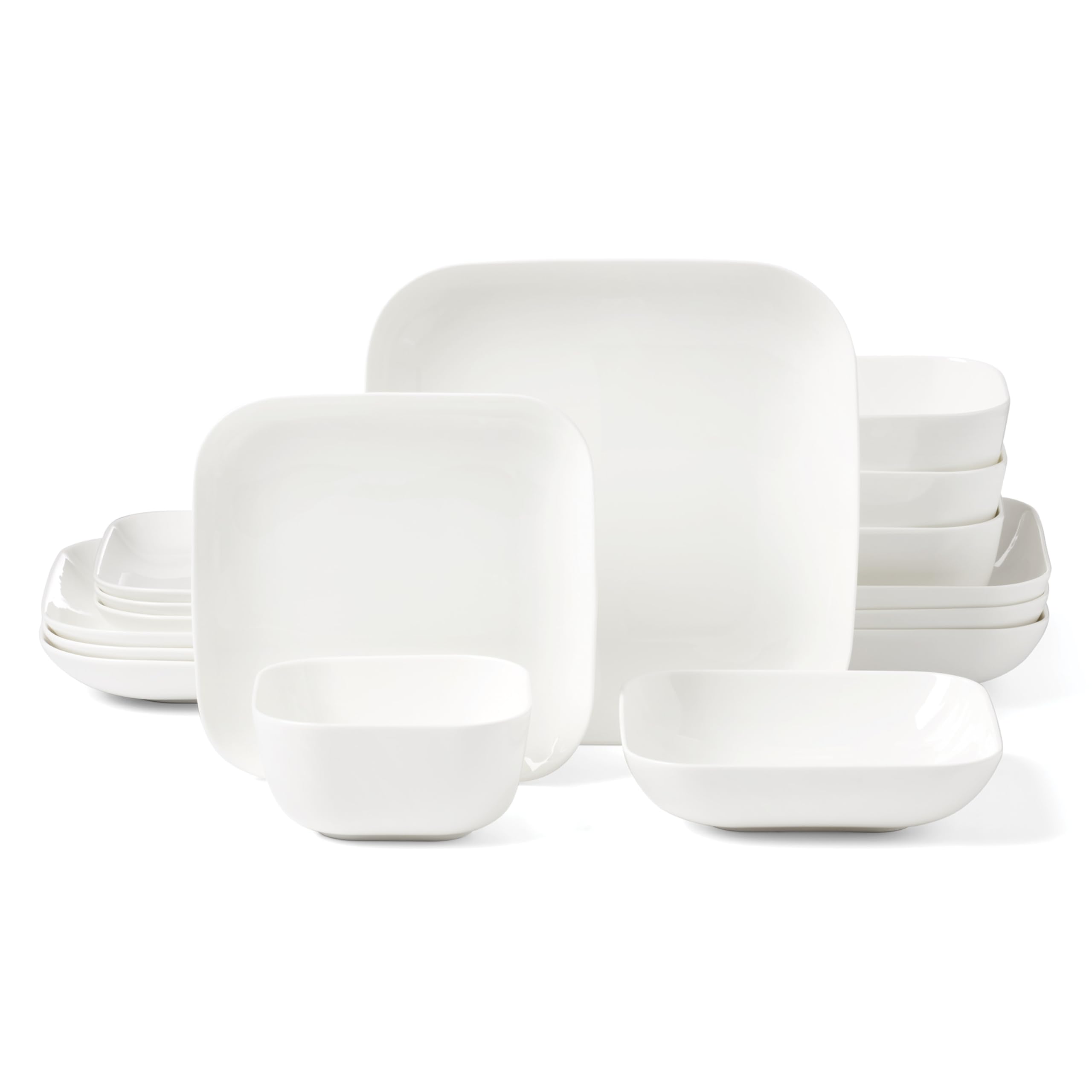 Lenox Dinnerware Set, Studio 1414 Square 16-Piece Set, Service For 4, Bone China Material, Dishwasher & Microwave Safe, Home And