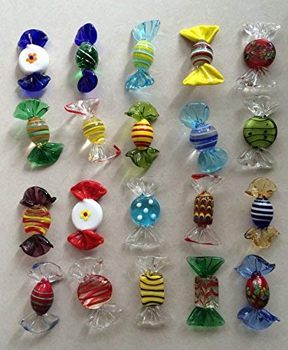 Brccee Ac 20Pcs Glass Candy Vintage Murano Glass Sweets Wedding Birthday Halloween Christmas Party Candy Decorations Gift