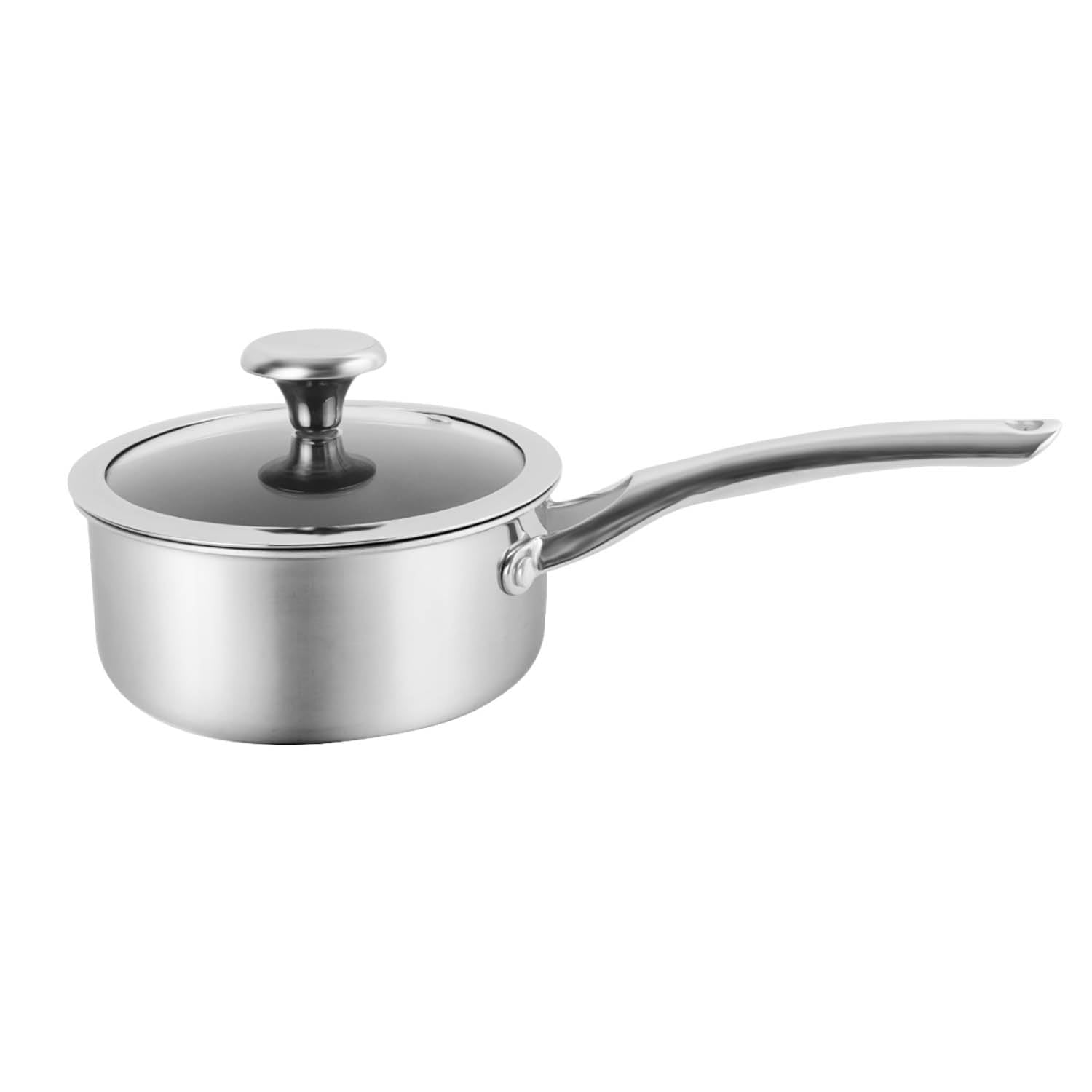 Corelle Duranano Saucepan 16Cm With Lid, TriPly Stainless Steel Pan, Zero Coating Non Stick Technology And Pfoa Free With Sturd
