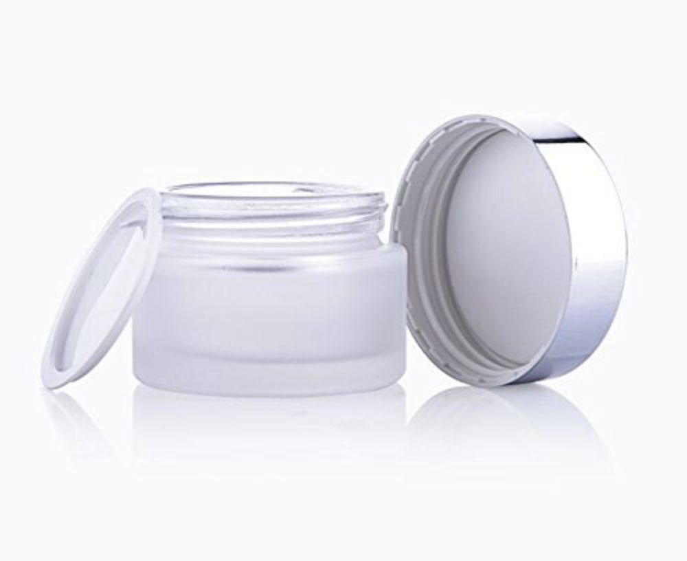 Akoak 3 Pcs 20G Refillable Frosted Glass Cosmetic Cream Jar Bottle Container With Silver Alumite Lids