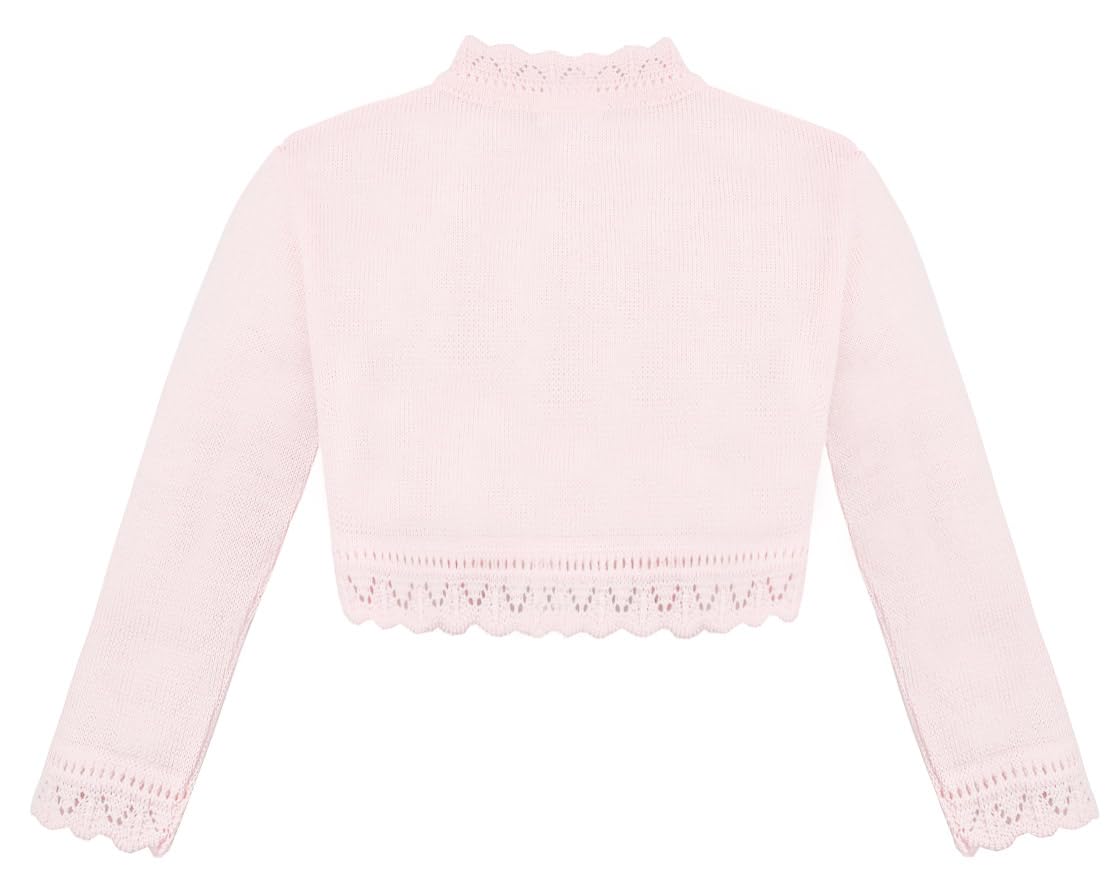 Lilax Little Girls Knit Long Sleeve Button Closure Bolero Cardigan Shrug 5T Pink