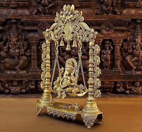 Mvs Madh Ventures Brass Ganesh Bhagwan Jhula Idol Ganesha Swing Ganpati Bappa Jhoola Murti For Home House Warming Mandir Office