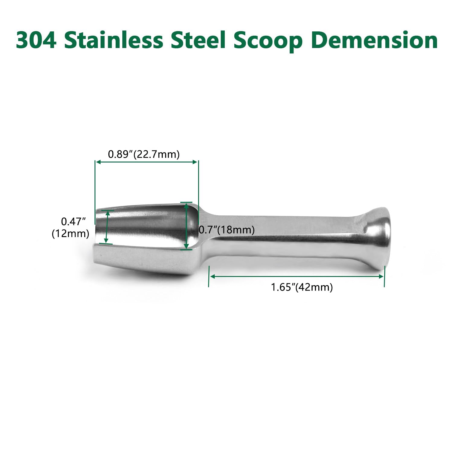 Mini Ss304 Stainless Steel Scoop With Tamp Tool,0.25 Gram 2.56 Inch Capacity Spoon For Multi-Purpose Use Sugar Salt Powder Spice