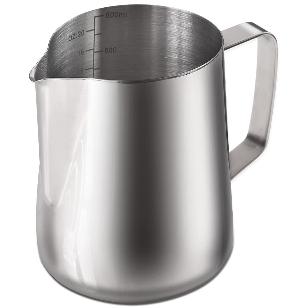 Homedge Espresso Steaming Pitchers 20 Oz / 600Ml, Stainless Steel Frothing Pitcher With Measurement Scale