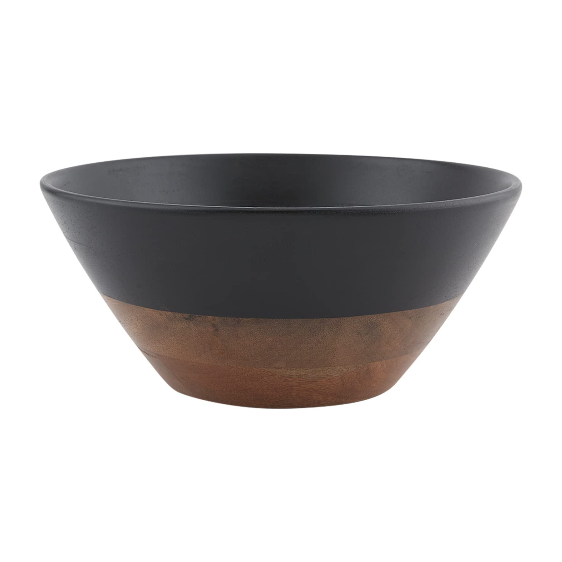Mud Pie Wood Nested Bowls, Black, Small 5'' X 12'' Dia | Large 6'' X 14'' Dia