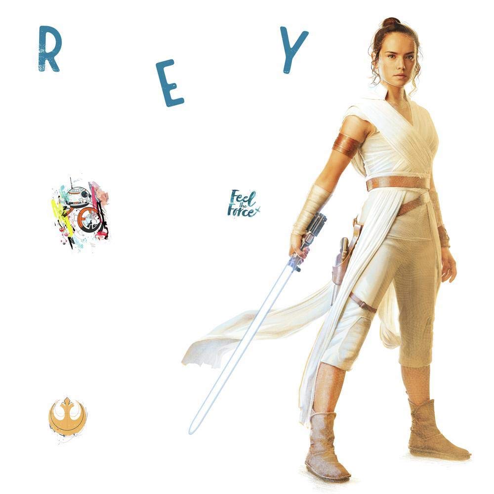 Roommates Rmk4088Gm Star Wars Episode Ix Rey Peel And Stick Wall Decals, 28.06'' X 45.68 '', Brown, White, Blue