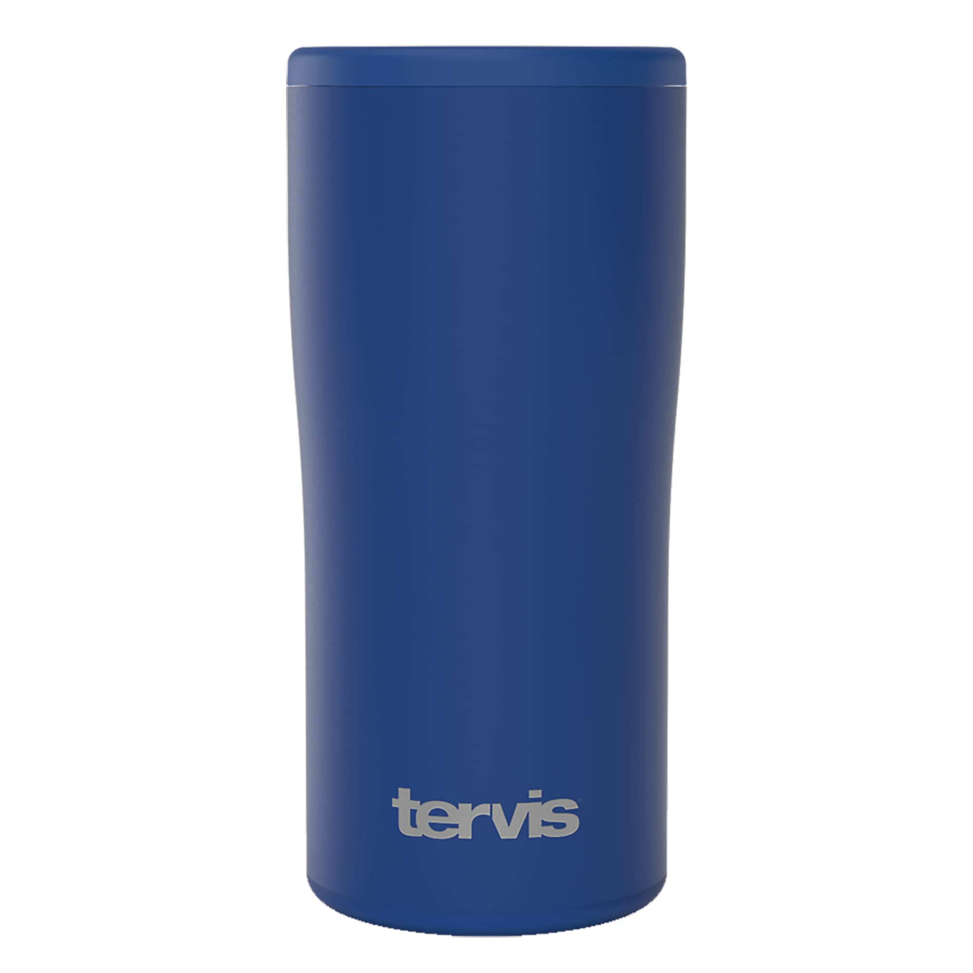 Tervis Deepwater Blue Powder Coated Triple Walled Insulated Tumbler Cup Keeps Drinks Cold & Hot, 12Oz Slim Can Cooler, Deepwater