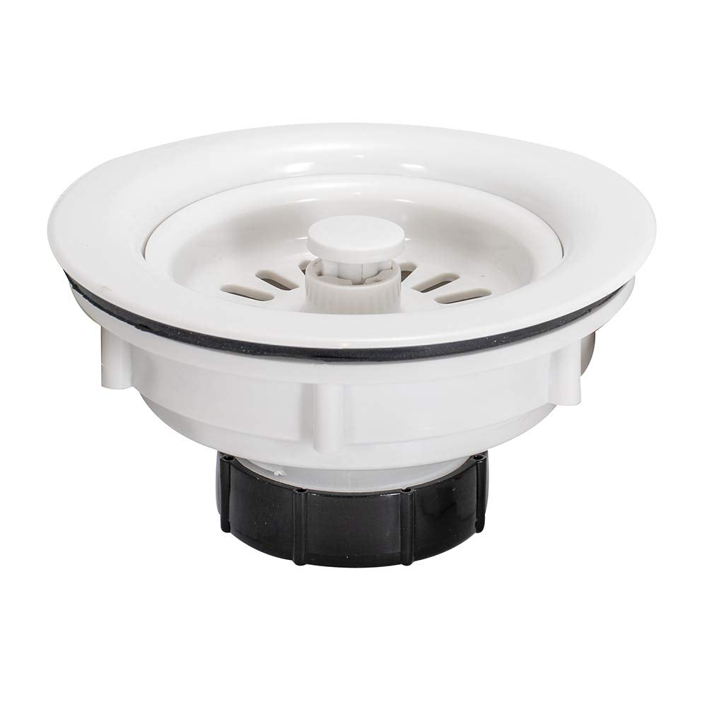 EZ-FLO Kitchen Sink Strainer with Flange  White ABS Basket with 3-1/2 Inch to 4 Inch Opening  Stainless Steel Finish  30006