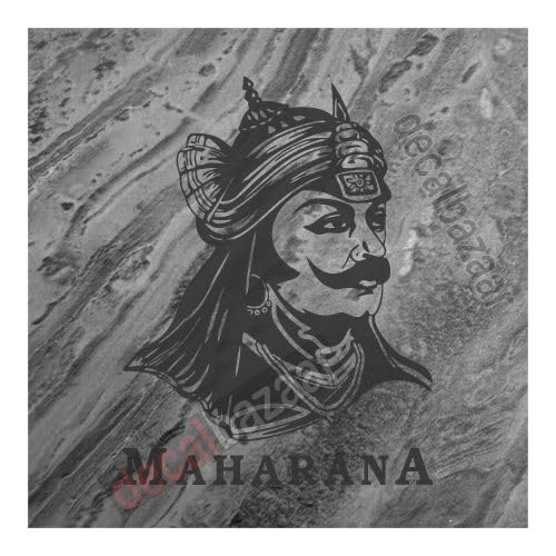 decalbazaar Vinyl Maharana Pratap Singh Glossy Glass Wall Sticker, 23 x 18 Inches Black