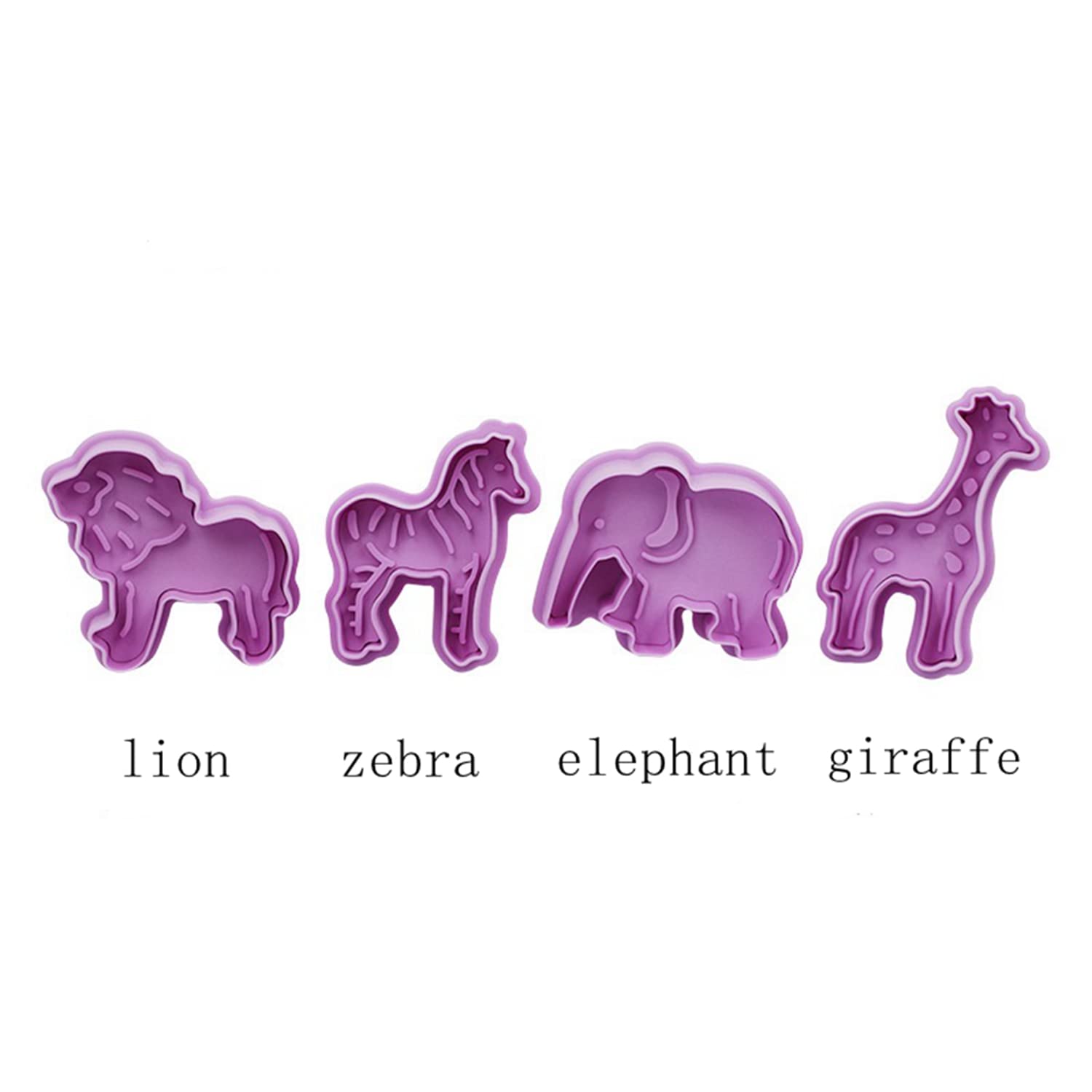 Nentment 4 Pack 3D Animal Cookie Cutters Fondant Biscuit Mould Cake Molds Sugarcraft Cake Decoration Baking Pastry Tools Cracker