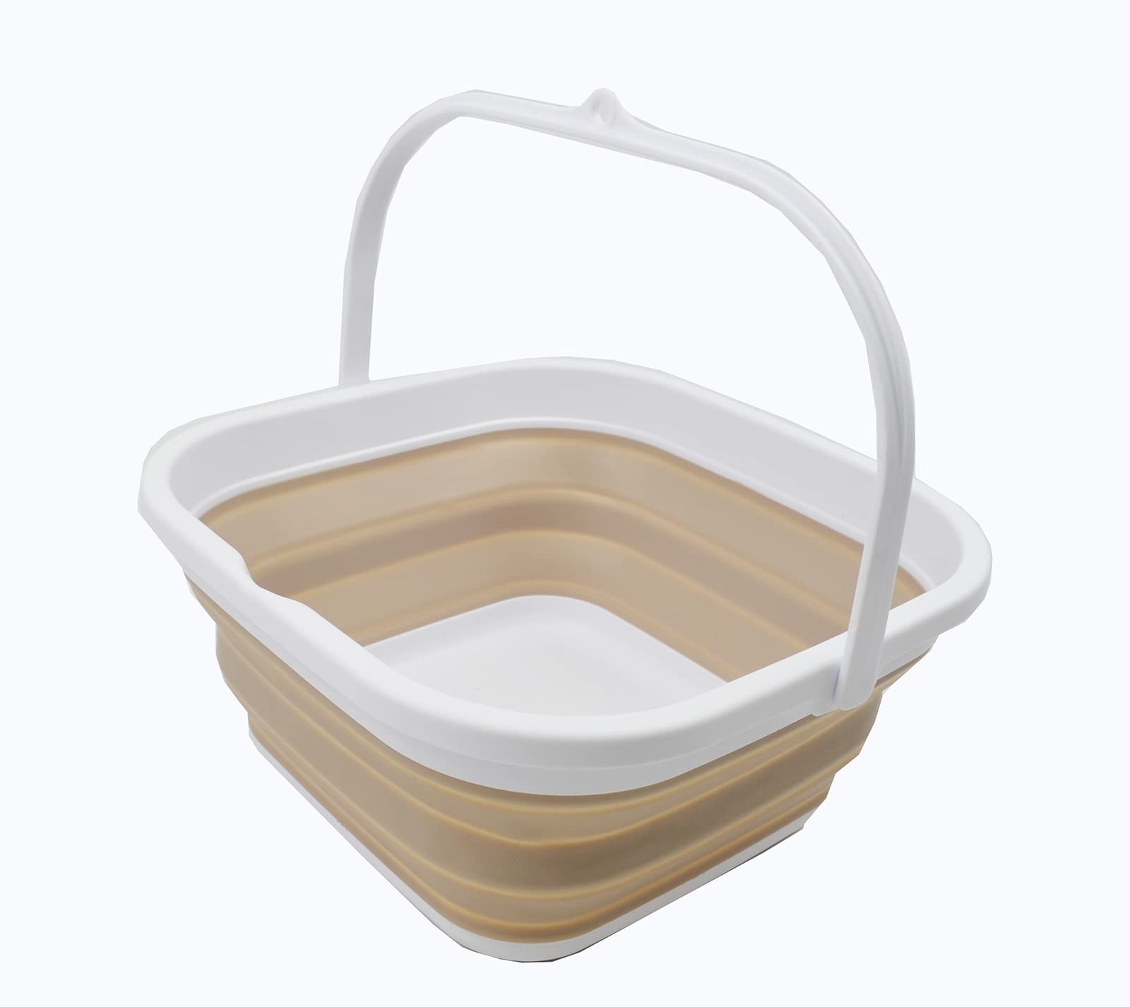 Sammart 55L (14 Gallon) Collapsible Square Handy Bucketfoldable Squarewater Pailportable Tub With Handle (Whitelatte, 1)