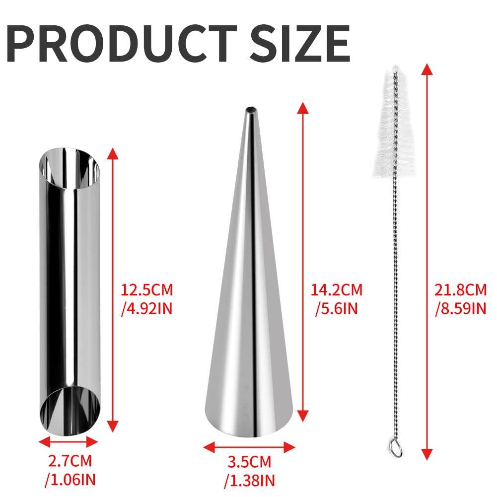Guowall Cream Horn Mold, Stainless Steel Ice Cream Cone Mold And Tubular Shaped Reusable Pastry Mould For Baking, Diy Baking Too