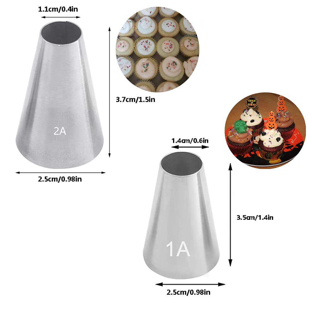 Large Piping Tips Set For Cake Cupcake Decorating,Stainless Steel Icing Piping Nozzles,5 Decorating Tips Pastry Tips Frosting Ti