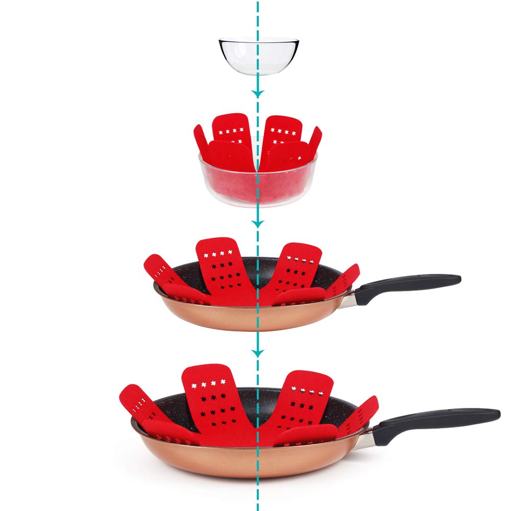 Bykitchen Pan Pot Protectors, Larger & Thicker Pan Protector With Stars, Set Of 12 And 3 Different Sizes, Red Pot Divider Pads F