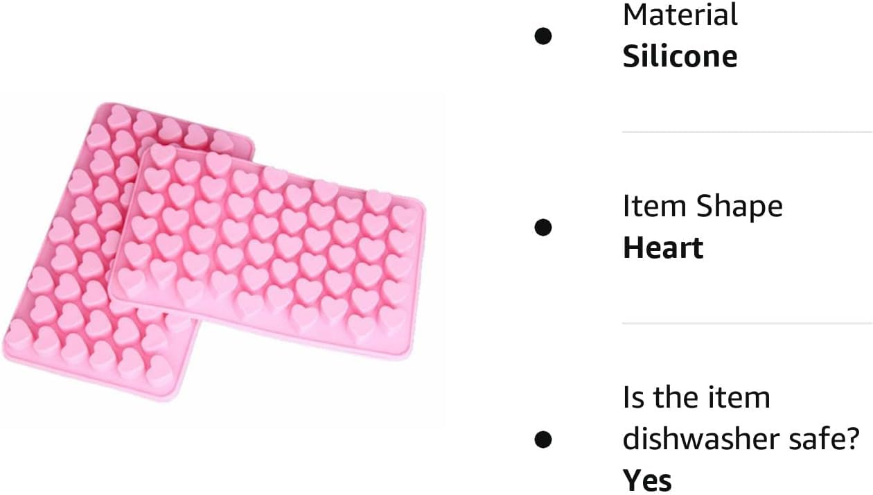 Cy3Lf Mini Silicone Heart Shape Ice Cube Candy Chocolate Mold (Pack Of 2)