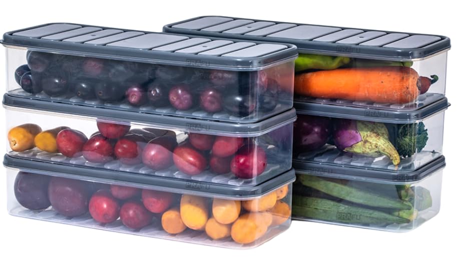 PRAFU 6 Fridge Storage Boxes Freezer Storage Containers, Container for Kitchen Storage Set, Storage in Kitchen, Vegetable Storag