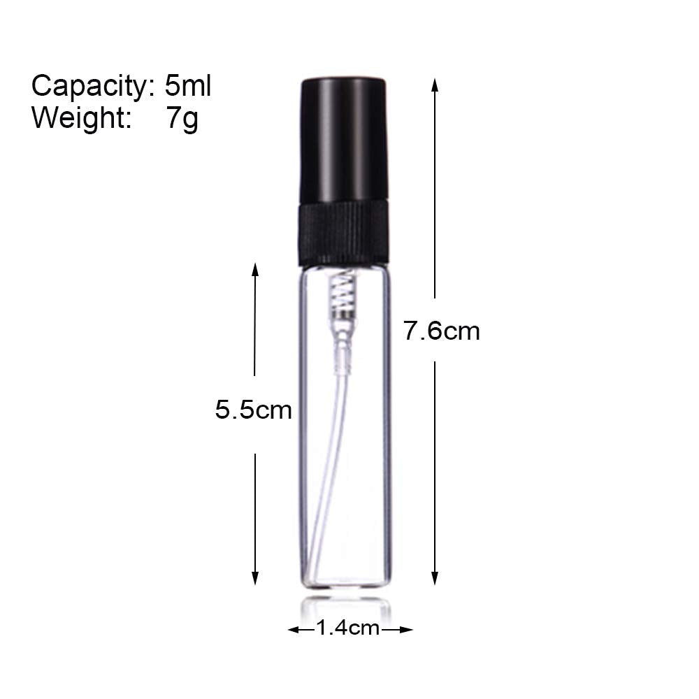 Enslz 5Ml Perfume Mist Spray Bottles Refillable Mini Empty Travel Clear Refillable Atomizer Glass Bottles 20Pcs (5Ml)