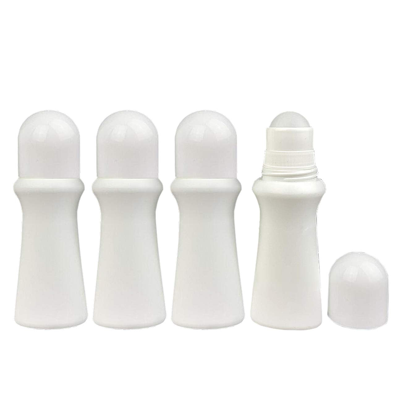 Lasenersm 4 Pieces 2.53Oz /75Ml Empty Refillable Roll On Bottles Roller Bottle Plastic Rollerball Bottles Reusable Leak-Proof Di
