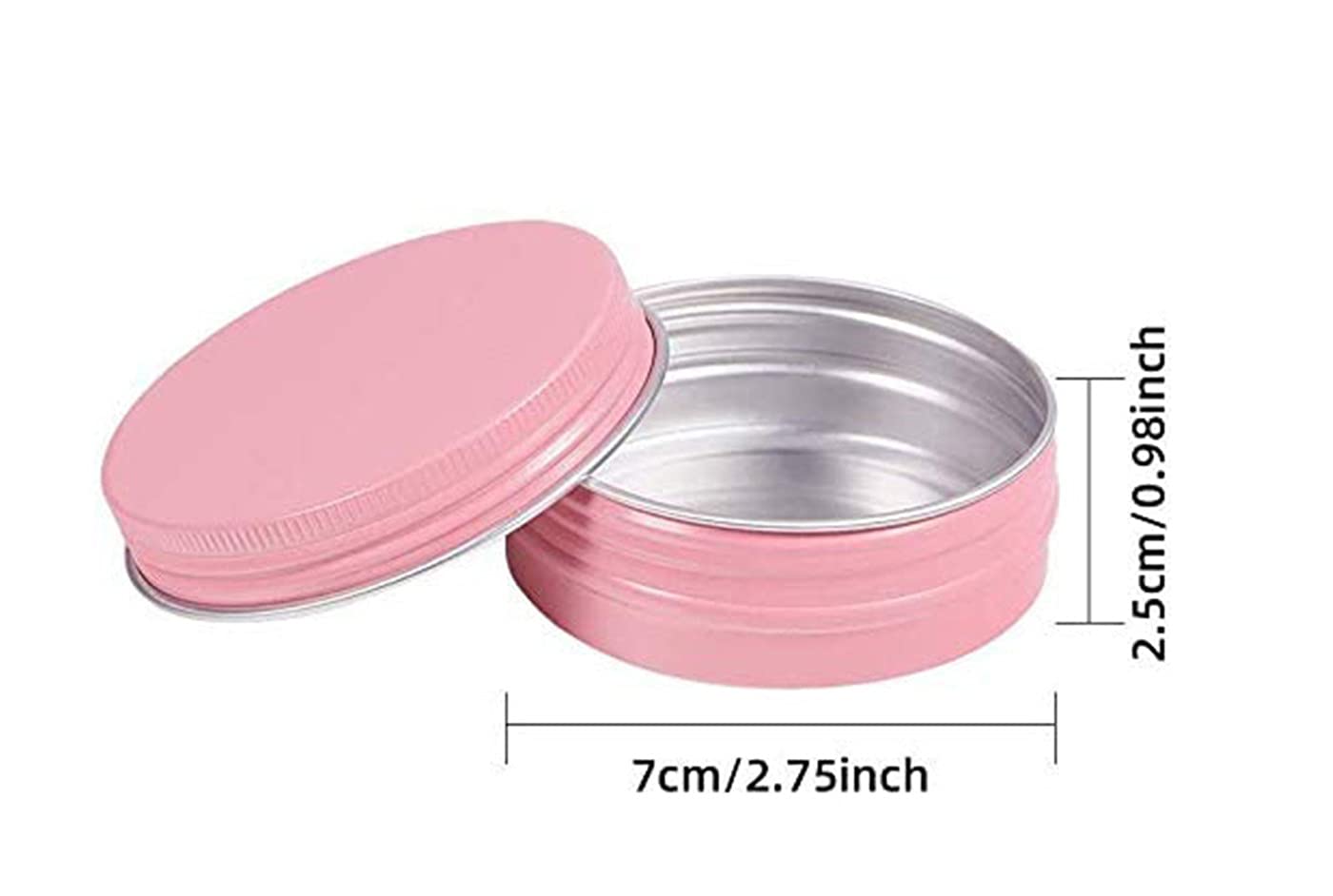 Healthcom 12 Pack 2 Oz Pink Round Aluminum Tin Cans Metal Steel Tins With Screw Top Lids Travel Storage Tins Cosmetic Sample Con