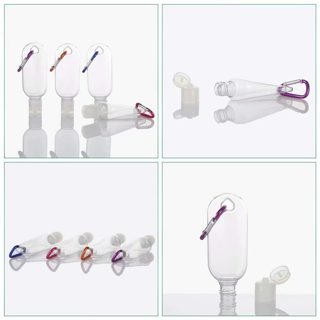 Travel Bottles with Keychain (20 Pcs)  1oz (30ml) Portable Plastic Leakproof Squeeze Bottles with Flip Cap - Empty Refillable Containers for Hand Sanitizer Shampoo Conditioner Body Wash Liquid