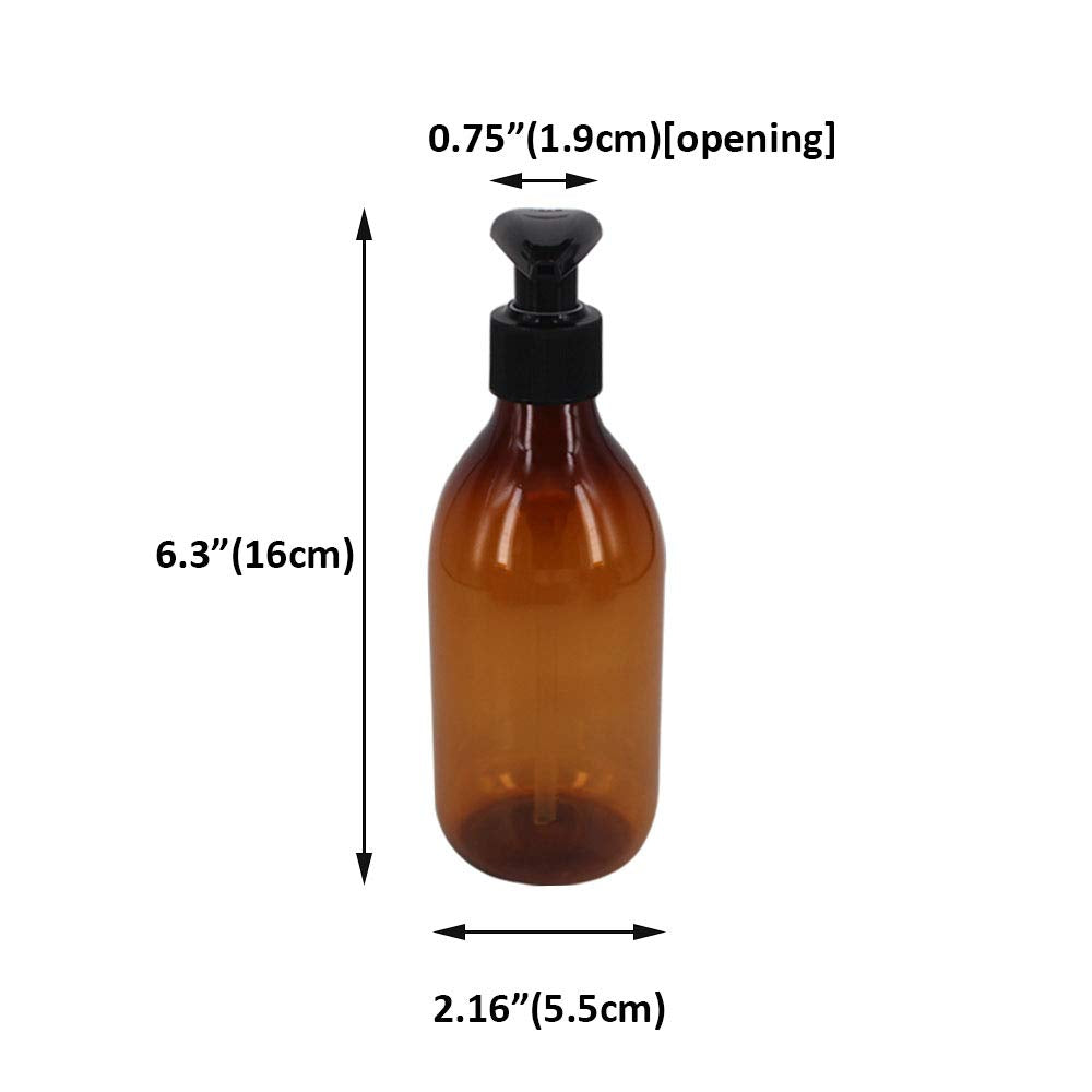 Zmybcpack 8 Pack 8Oz Empty Plastic Pump Lotion Bottles With 1 Pen, Labels & Silicone Funnel, Amber Color Lotion Dispenser With L