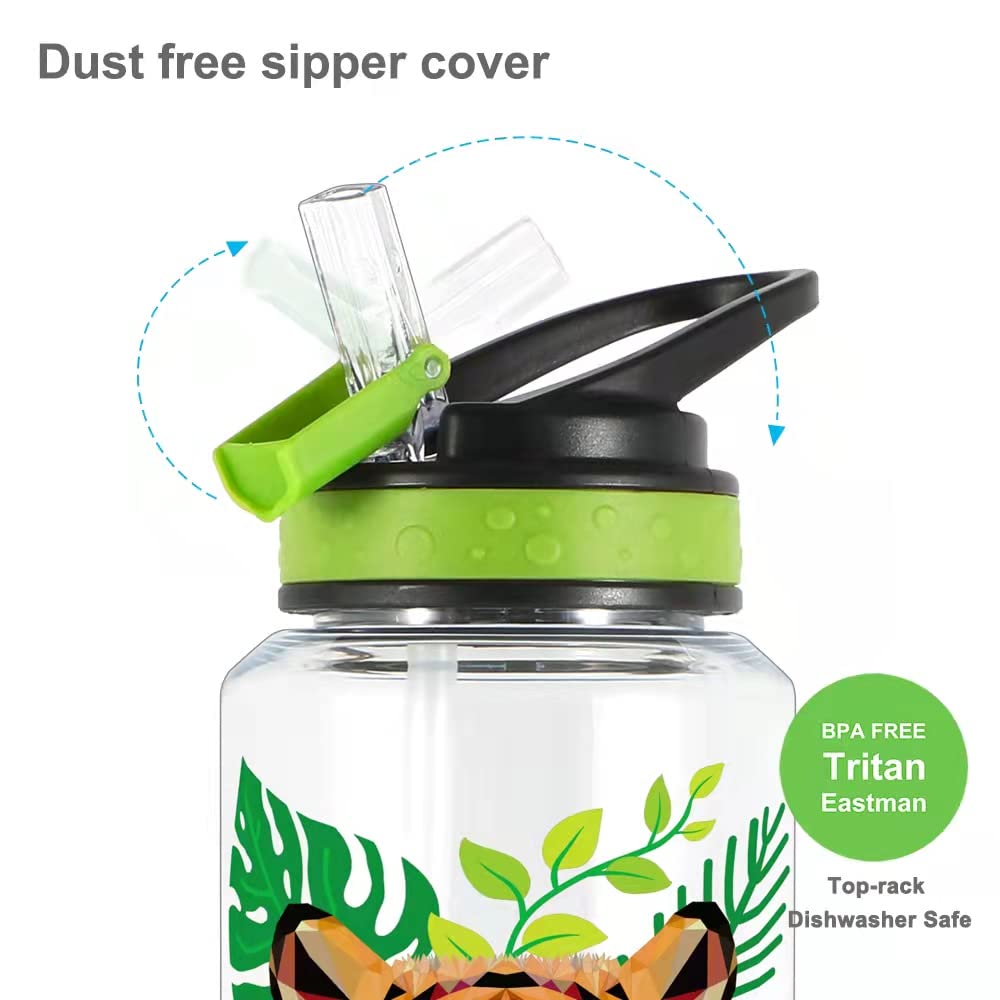Home Tune 32Oz Water Drinking Bottle - Tritan Bpa Free, Wide Mouth, Straw Flip Lid, Time Marker, Easy Open, Lightweight, Leak-Pr