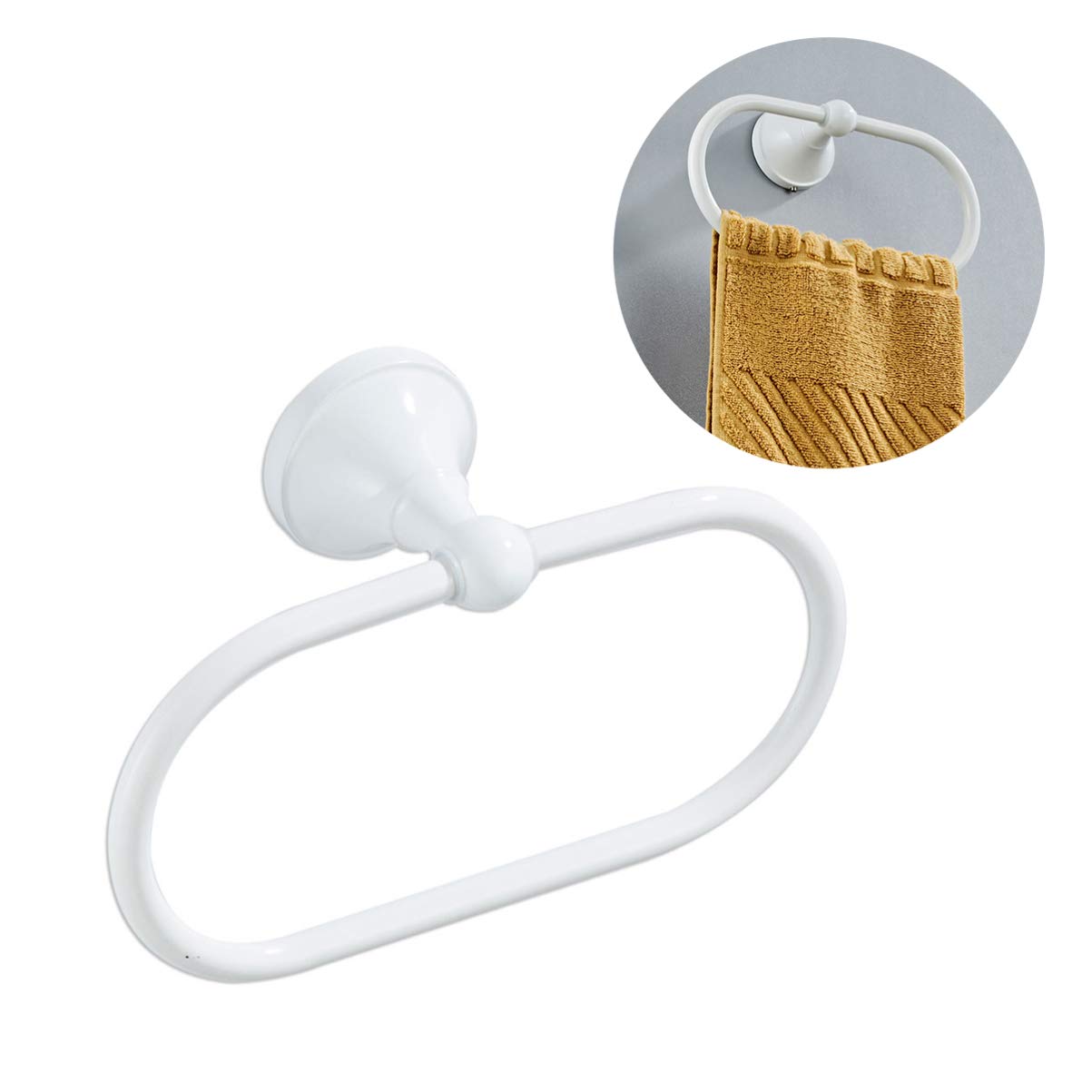 Vosarea White Towel Ring Hand Towel Holder Oval Towel Hanger Holder Modern Chrome Towel Wall Mounted Hanging Rack For Toilet Bat