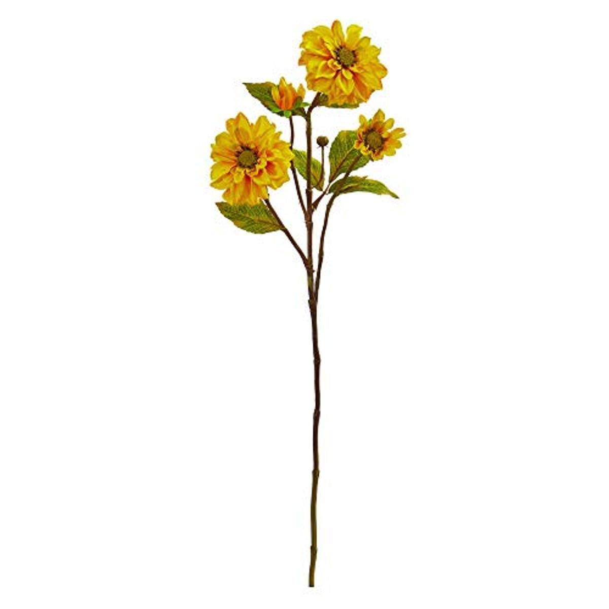 Nearly Natural 30-in. Zinnia Artificial (Set of 6) Silk Flowers, Yellow