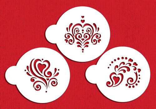 Designer Stencils Amore Cookie Stencil Set, Beige/Semi-Transparent