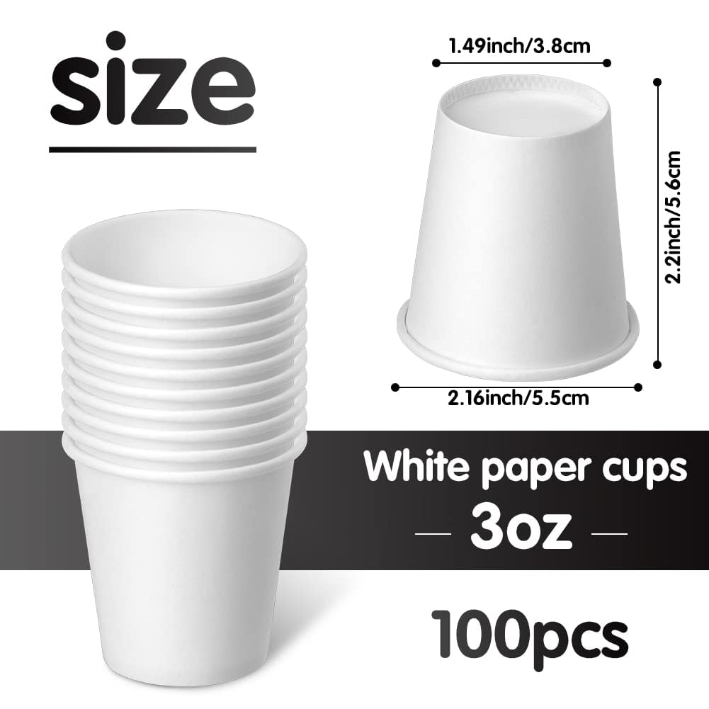 Huaiid [100Pack] 3 Oz 100 Pack Disposable Cups  Paper Cups  Bathroom Cups  Mouthwash Cups  Espresso Disposable Cups  Small Cups for Bathroom  Snack  Espresso  Mouthwash (White)