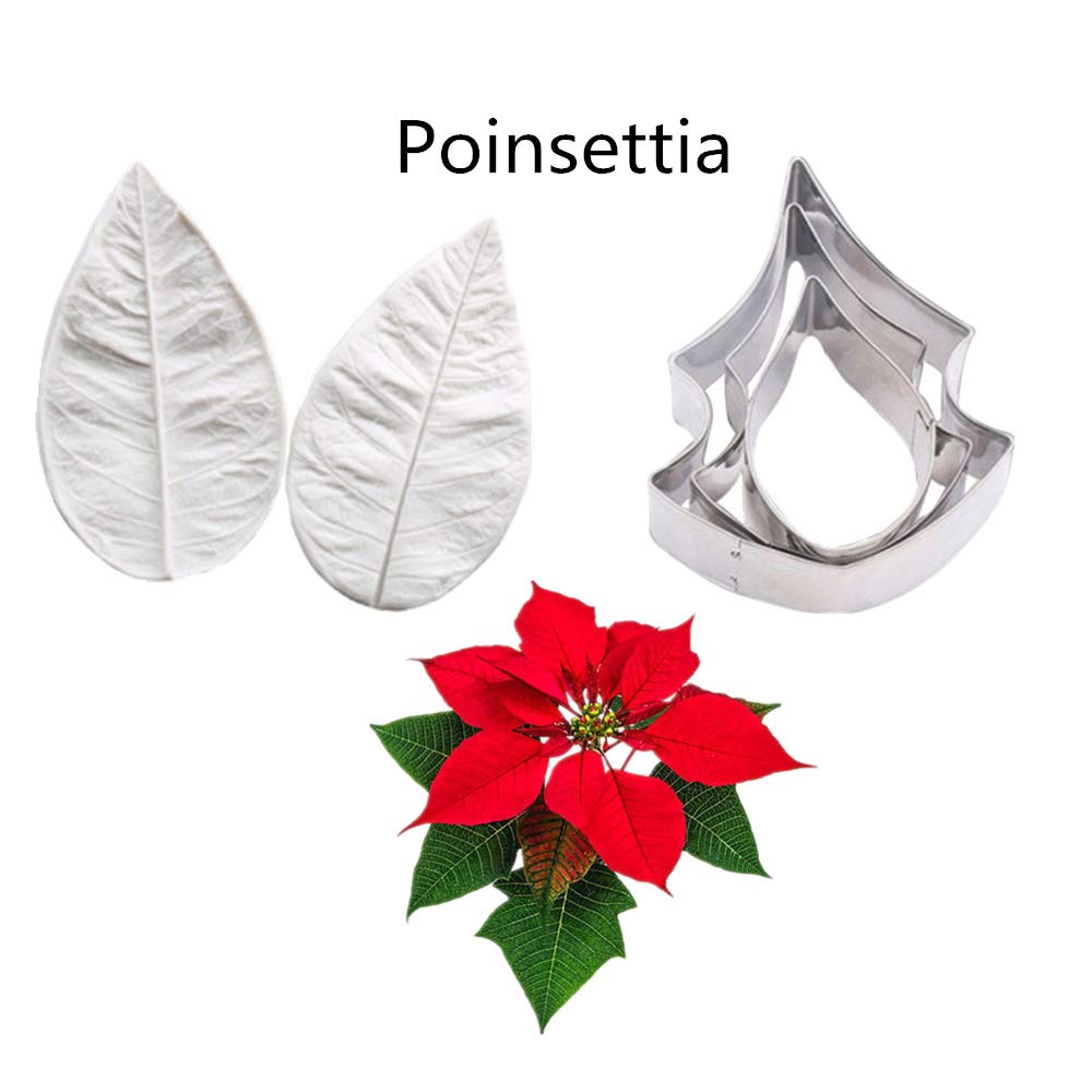 Colorkitchenware 19Pcs Gum Paste Flower Molds And Cutters Fondant Flower Tools Kit Sugar Flower Silicone Veining Mold Stainless