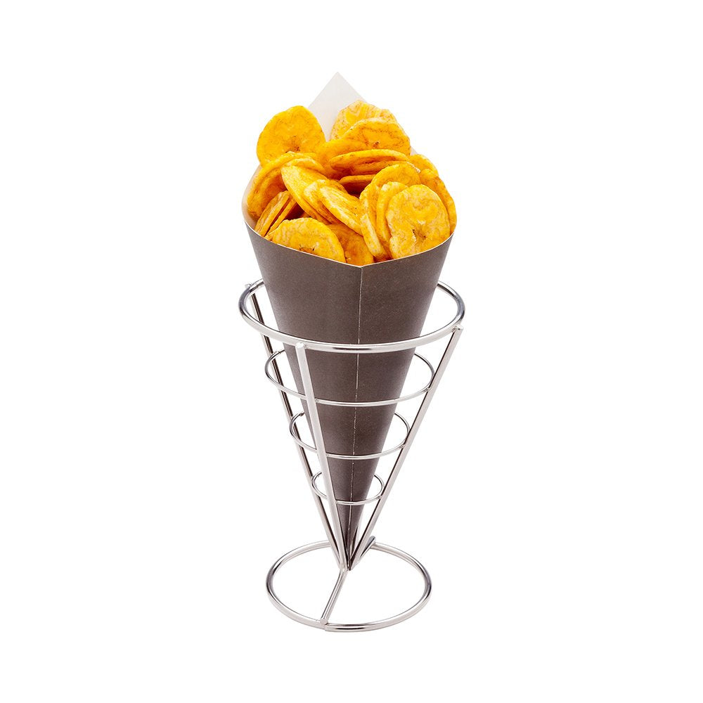Restaurantware Conetek 10-Inch Eco-Friendly Black Finger Food Cones: Perfect For Appetizers - Food-Safe Paper Cone - Disposable