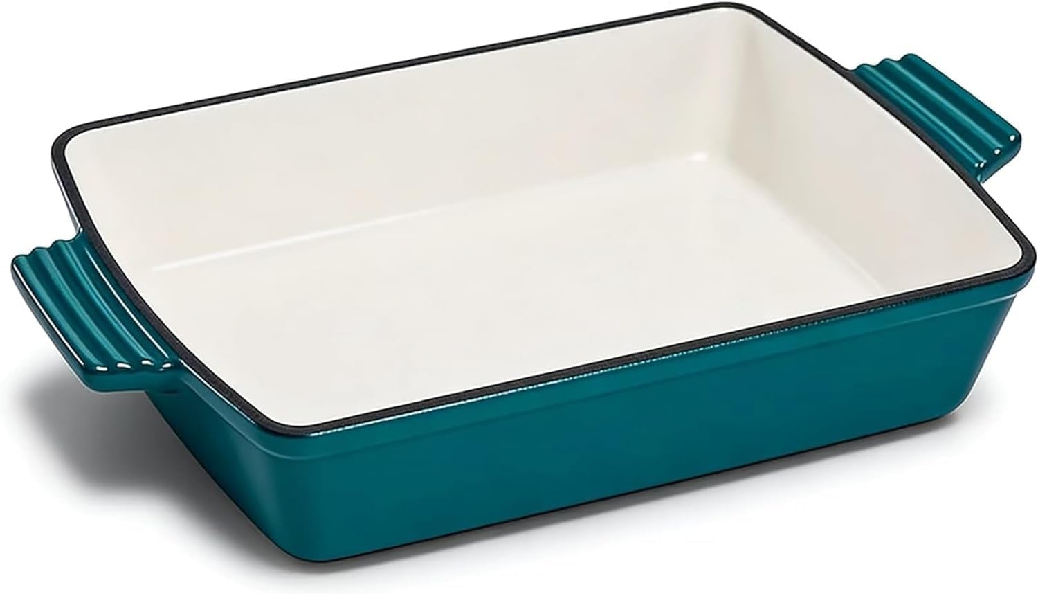 Maldira Enameled Cast Iron Lasagna Pan, Casserole Pan, Dutch Oven Baking Pan (Peacock Blue, 13 x 9 inch)