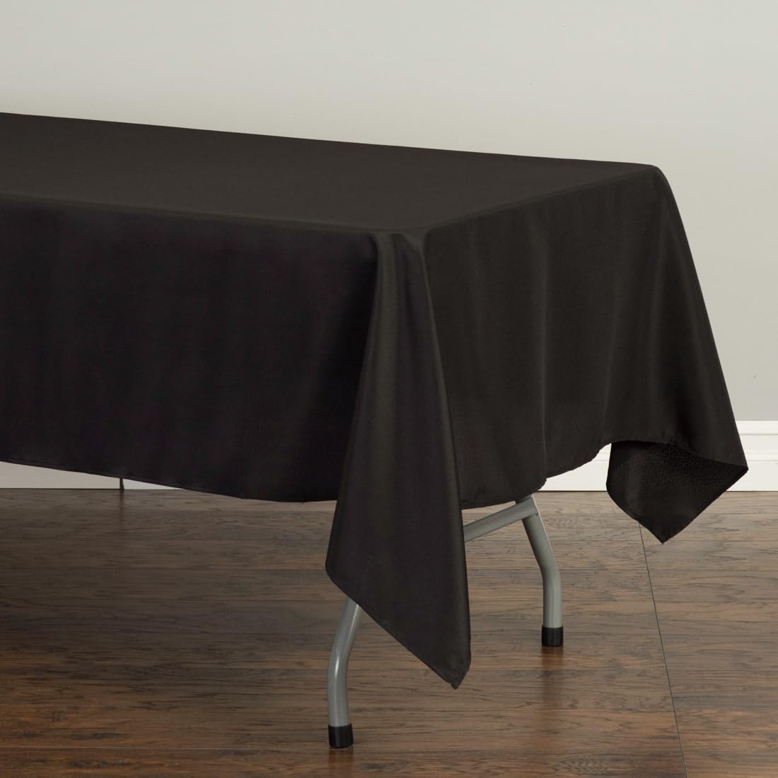Ltc Linens 10 Pack Black Rectangular Tablecloths 60 X 126 Inches For 8 Feet Rectangle Banquet Tables With Half-Drop - Stain And