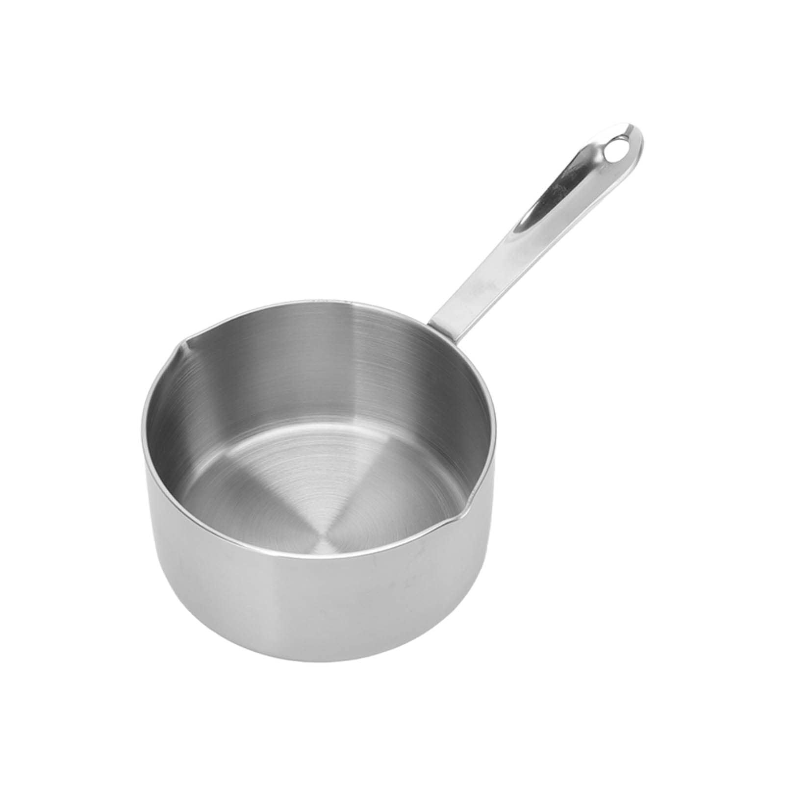 Sauce Pan, Milk Pan Butter Warmer 350ml Stainless Steel Saucepan with Two Side Spouts and Long Handle Small Sauce Pot Mini Sauce
