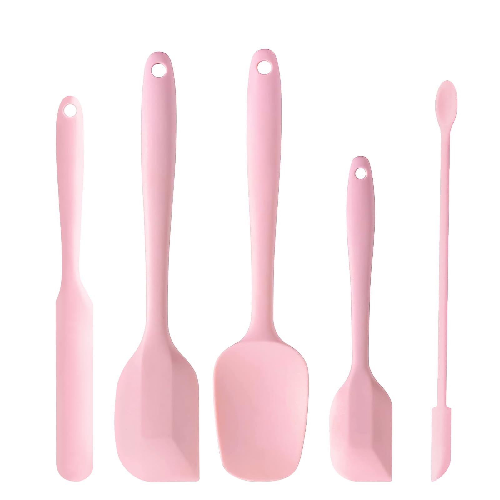 Dufeimoy 5 Piece Pink Silicone Spatula Set, Heat Resistant Rubber Spatulas Set, Silicone Kitchen Utensils Set Dishwasher Safe Fo