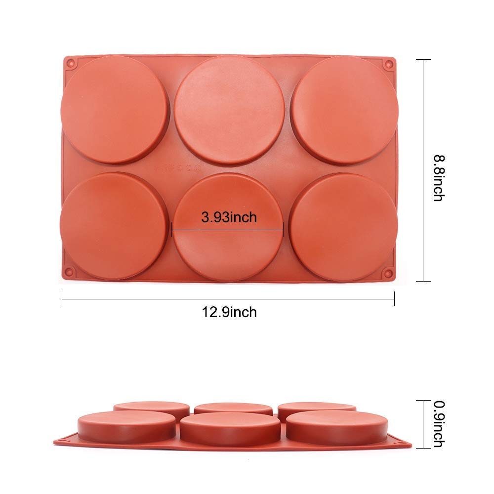 6-Cavity Large Cake Molds Silicone Round Disc Resin Coaster Mold Non-Stick Baking Molds, Mousse Cake Pan, French Dessert, Candy,