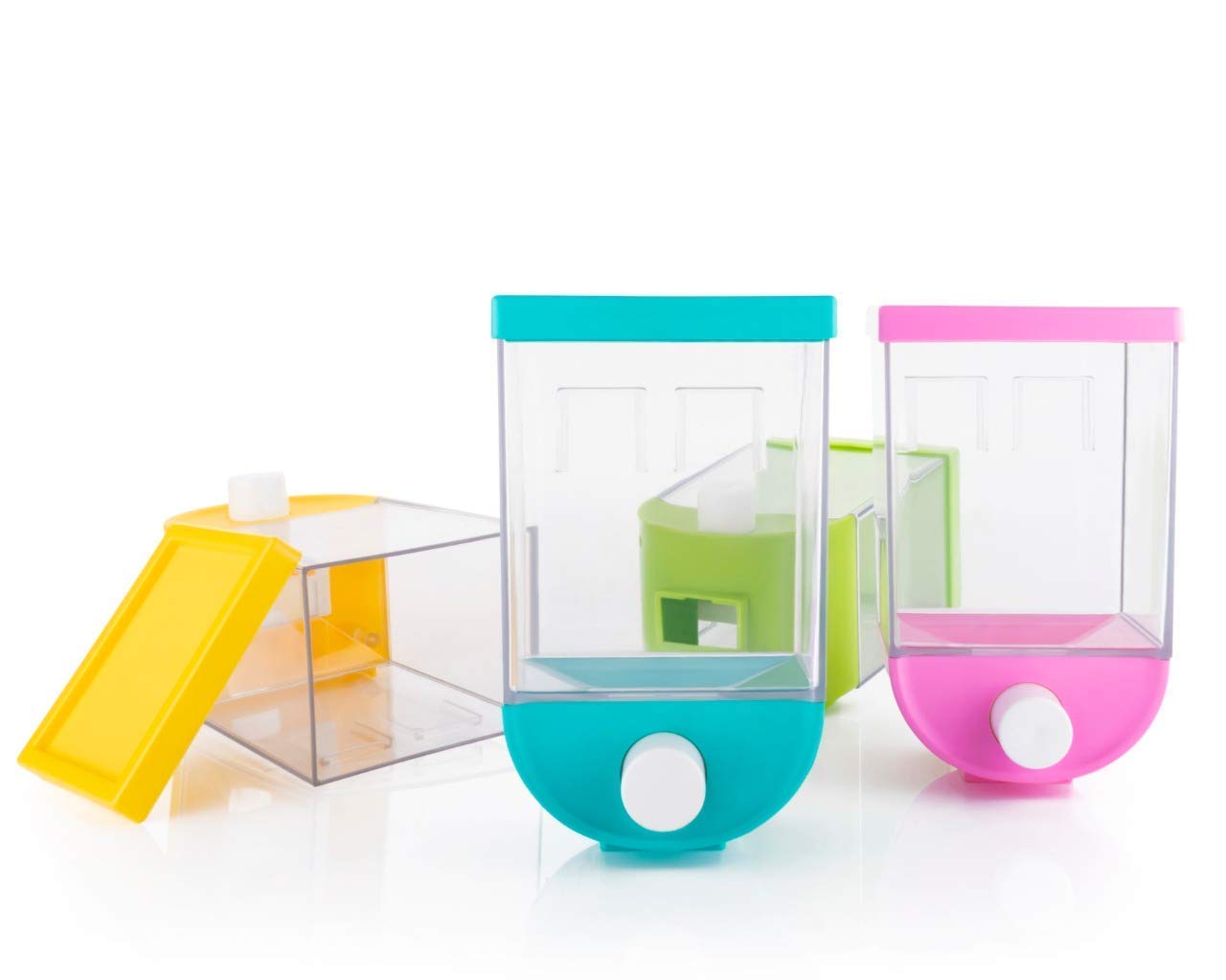 Worldwide EMart Wall Mounted Storage Container 1100Ml | Push Button Dispenser Jar | PunchFree Press Type Grain, Rice, Cereal &