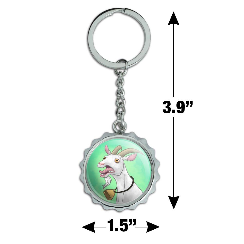 Screaming Goat Keychain Chrome Plated Metal Pop Cap Bottle Opener
