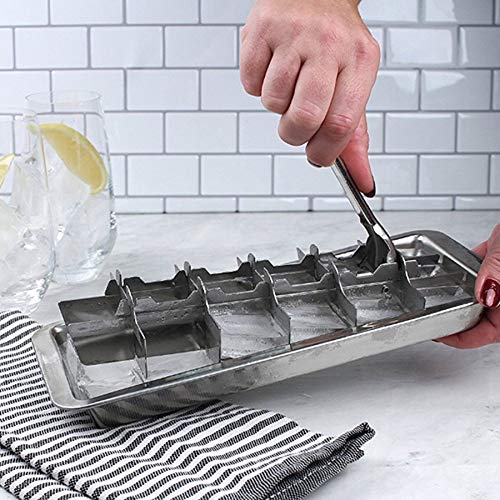 Qulse Lever-Style Ice Tray, 2 In 1 Steel Ice Making And Ice Cracker (Stainless Steel)