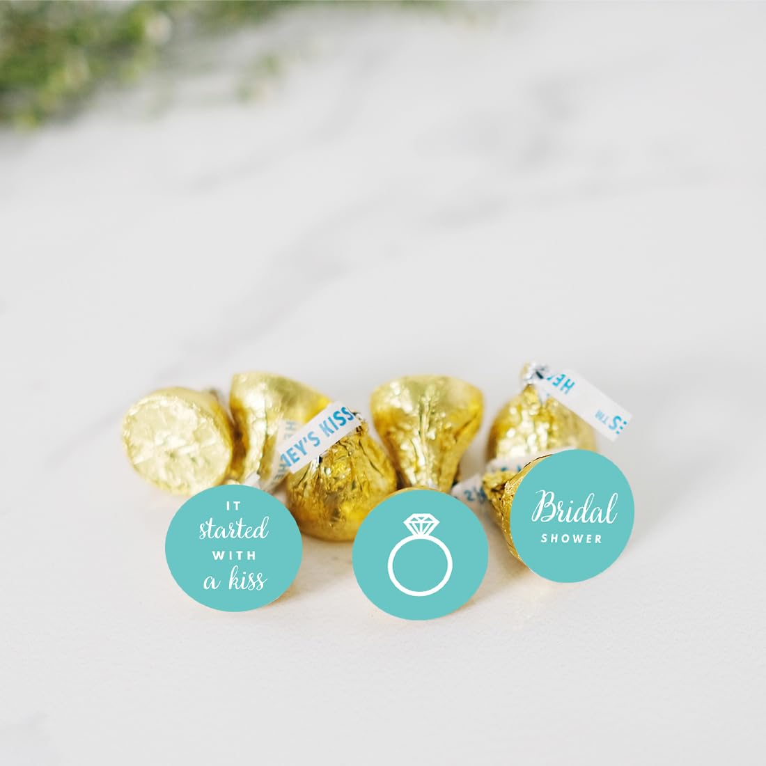 Andaz Press Chocolate Drop Labels Trio, Fits Kisses Party Favors, Wedding Bridal Shower, Diamond Blue, 216-Pack, Robin'S Egg Blu