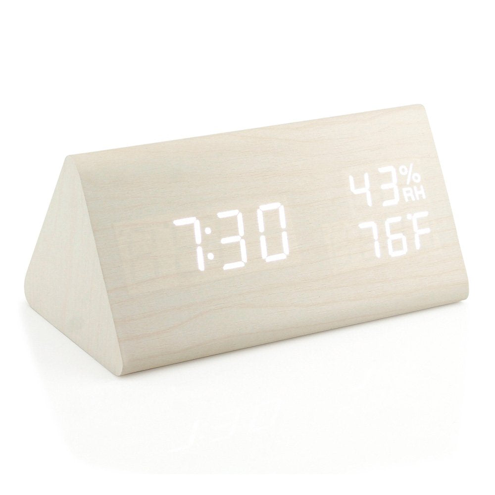 OCT17 Wooden Alarm Clock, Wood Alarm Clock Smart LED Digital Clock for Bedroom/desks, Upgraded with Time Temperature, Adjustable