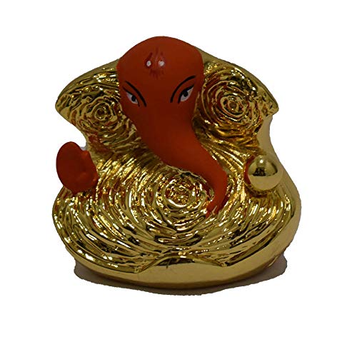 Puja N Pujari Gold Plated Very Divin Ganesh - - Vinayaka/Ganapathi/Ganesh Ji/Ganesha Idols