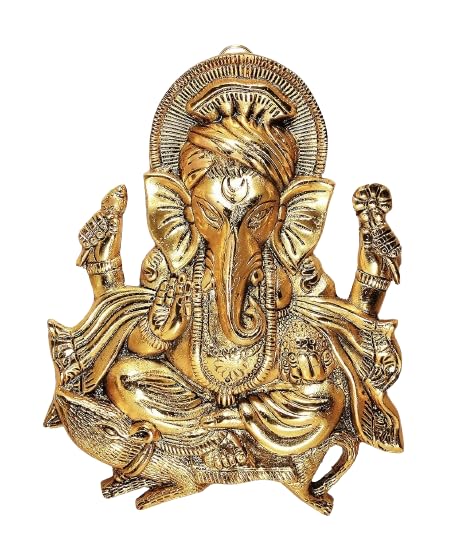 Dreamkraft Metal Ganesha Ji Statue, Ganpati Wall Hanging Sculpture Lord Ganesh Idol Lucky Feng Shui Wall Decor Your Home, Office