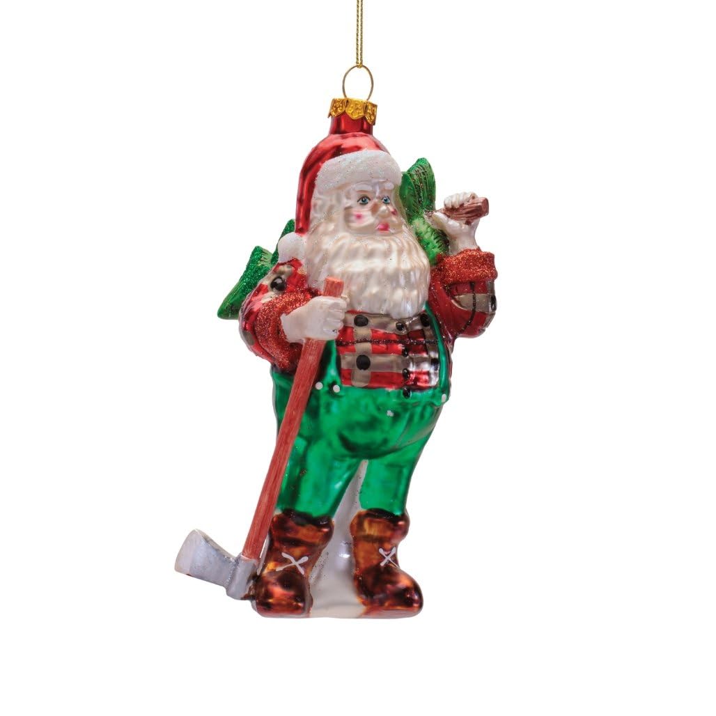Santa Lumberjack Ornament (Set of 6) 6H Glass