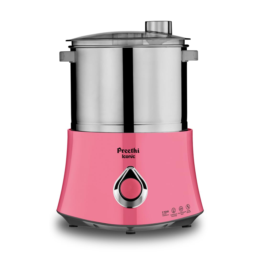 Preethi Iconic Table Top Wet Grinder, 2 L (Pink) With BiDirectional Grinding Technology