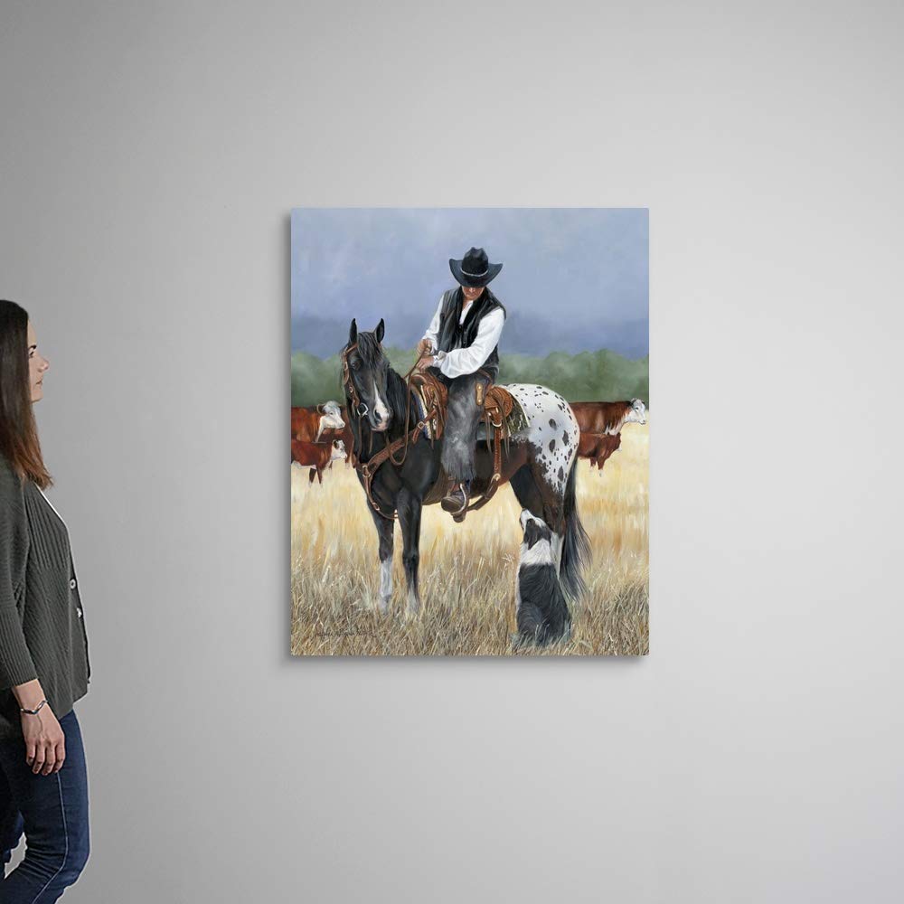 Canvas On Demand Staff Meeting Canvas Wall Art Print By Victoria Wilson Schultz, Contemporary, Home Decor, Horse, Cattle Artwork