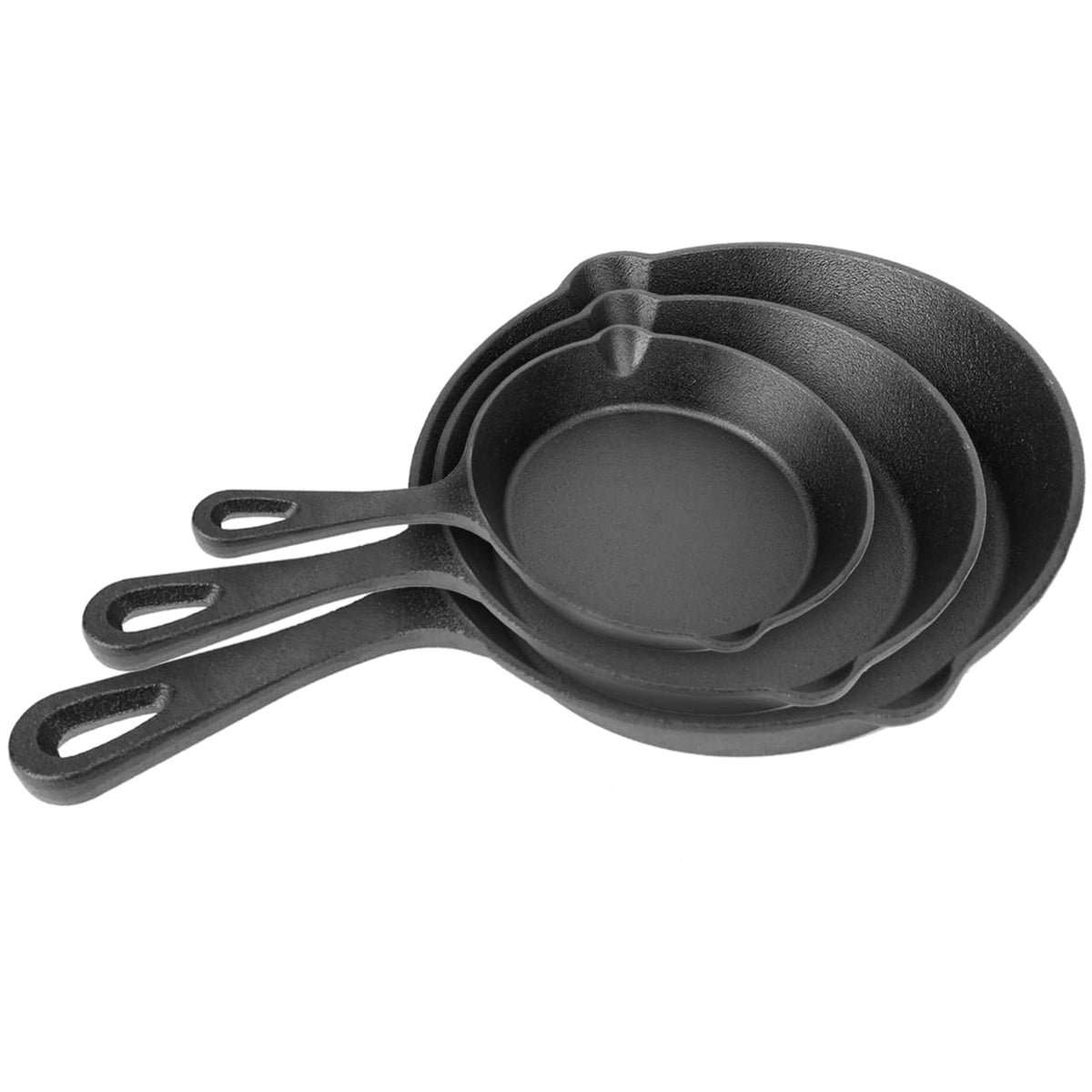 Imountek 3-Piece Pre-Seasoned Non-Stick Bpa Free Cast Iron Pans, Cast Iron Cookware For Grill, Oven, Electric & Gas Burner Stove