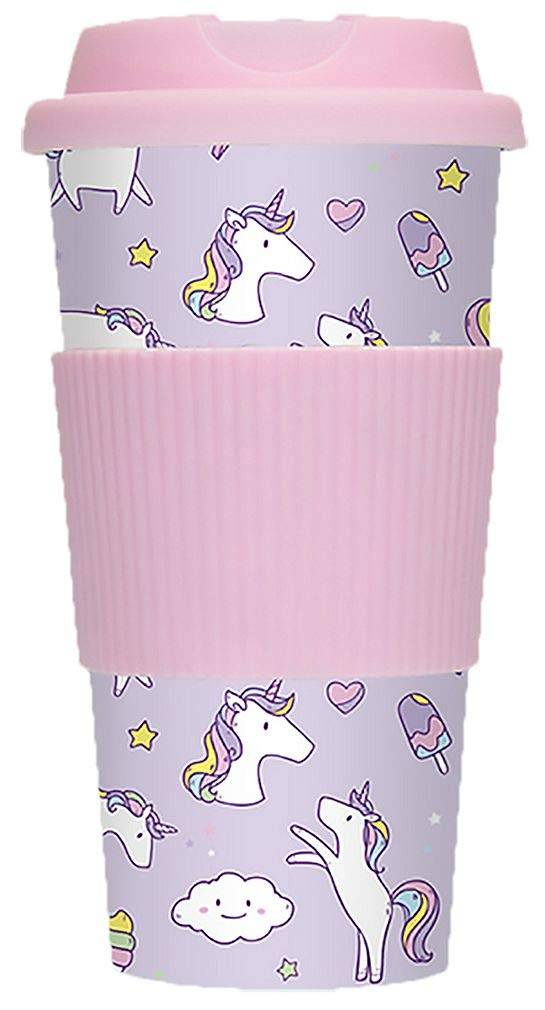 Fizz Creations For Iscream 'Unicorn Wishes' Bpa Free 15 Oz Travel Mug With Silicone Lid And Attached Sleeve